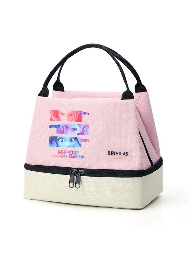 K-POP: XINGNIAO Dopamine Large Capacity Dual-Layer Lunch Bag, Thickened Aluminum Foil Insulated Tote for Office Workers and Picnics